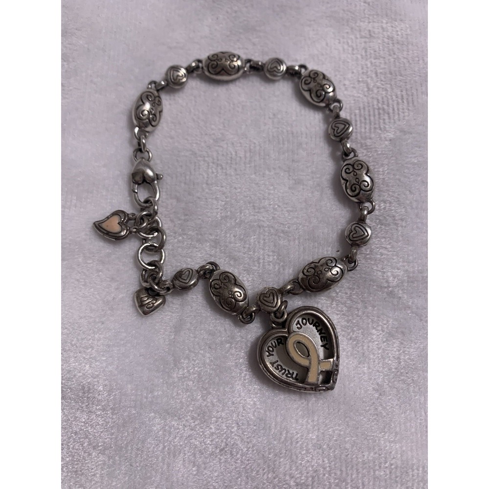 Brighton Breast Cancer Awareness Bracelet Love Heals Pink Crystal Silver Tone